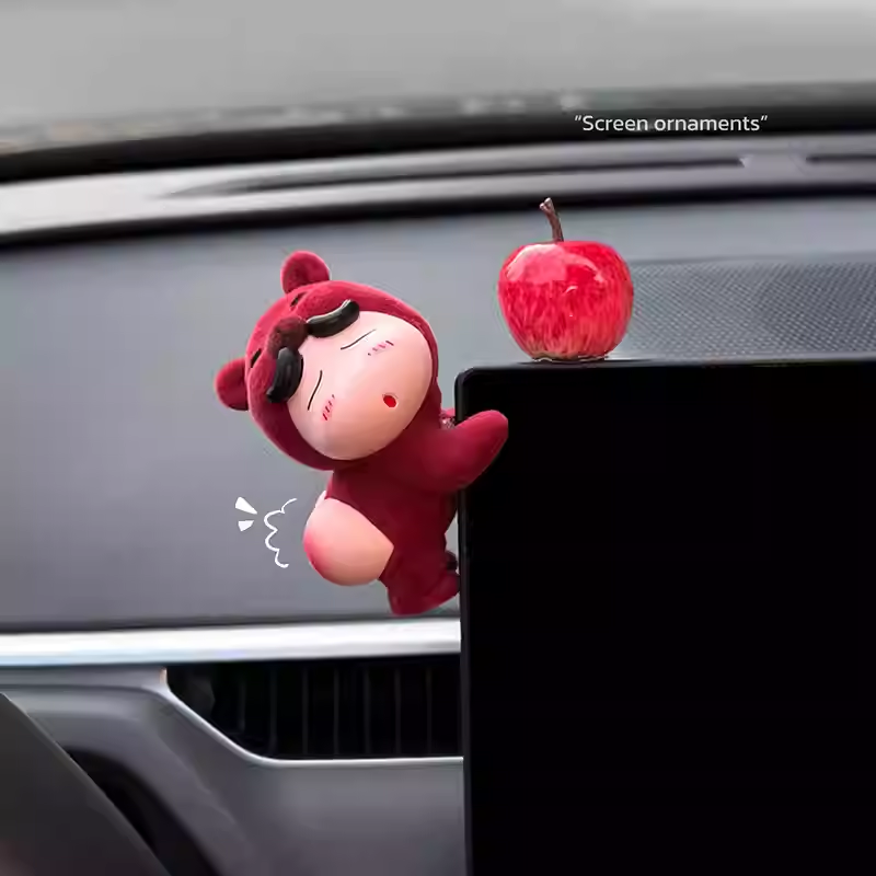 汽车屏幕摆件植绒蜡笔小新车内饰品车载中控屏幕装饰平安女生可爱